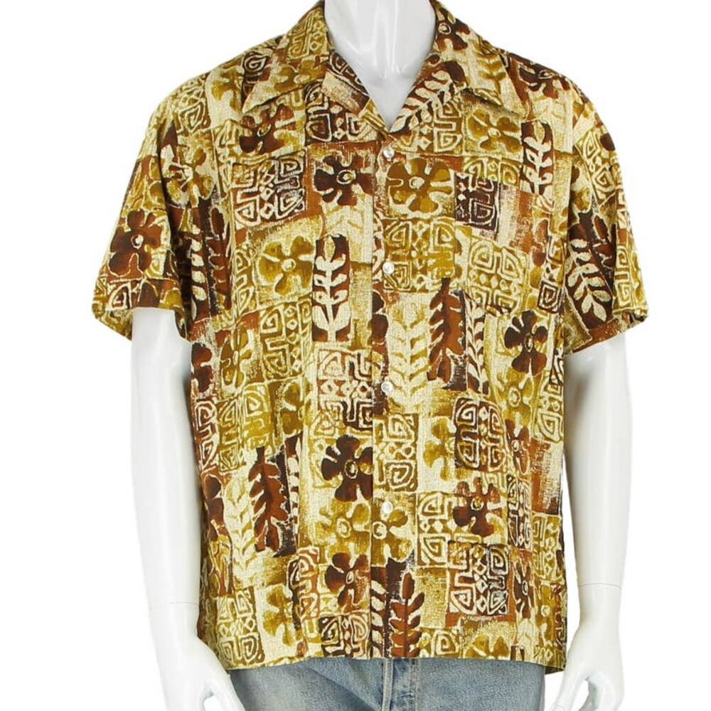 70s Vintage Hawaiian Rockabilly Tiki Shirt